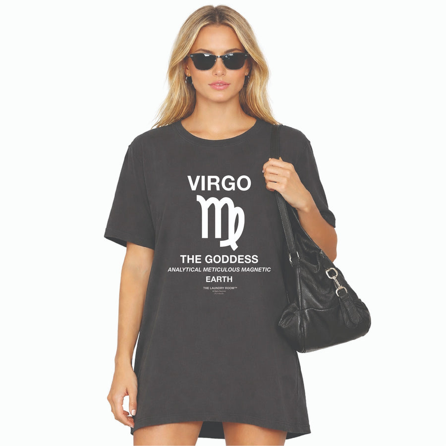 Virgo Goddess - Oversized Tee - Black Snow - The Laundry Room