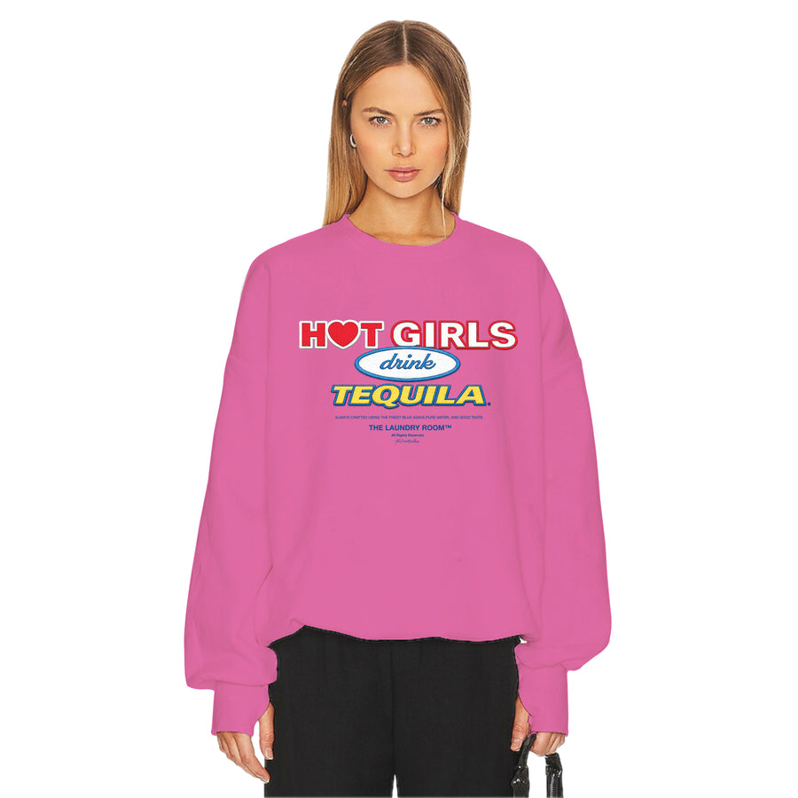 Hot Girls Drink Tequila - Jump Jumper - Vintage Neon Pink - The Laundry Room