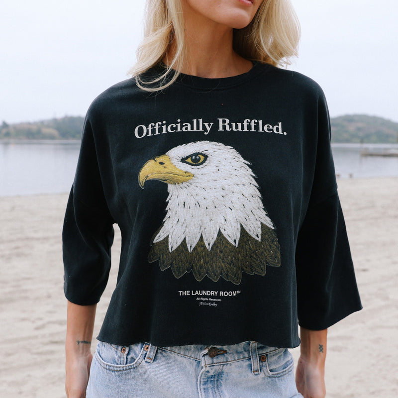 Officially Ruffled - Crop Jumper - Black Snow - The Laundry Room