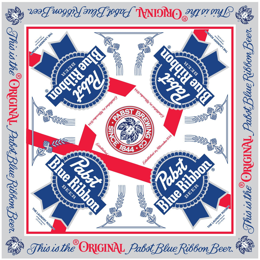 Pabst Blue Ribbon Beer - Silky Bandana - Red White And Blue