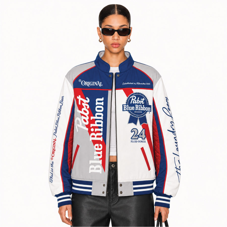 Pabst Blue Ribbon 24oz - Racing Jacket - Red White And Blue