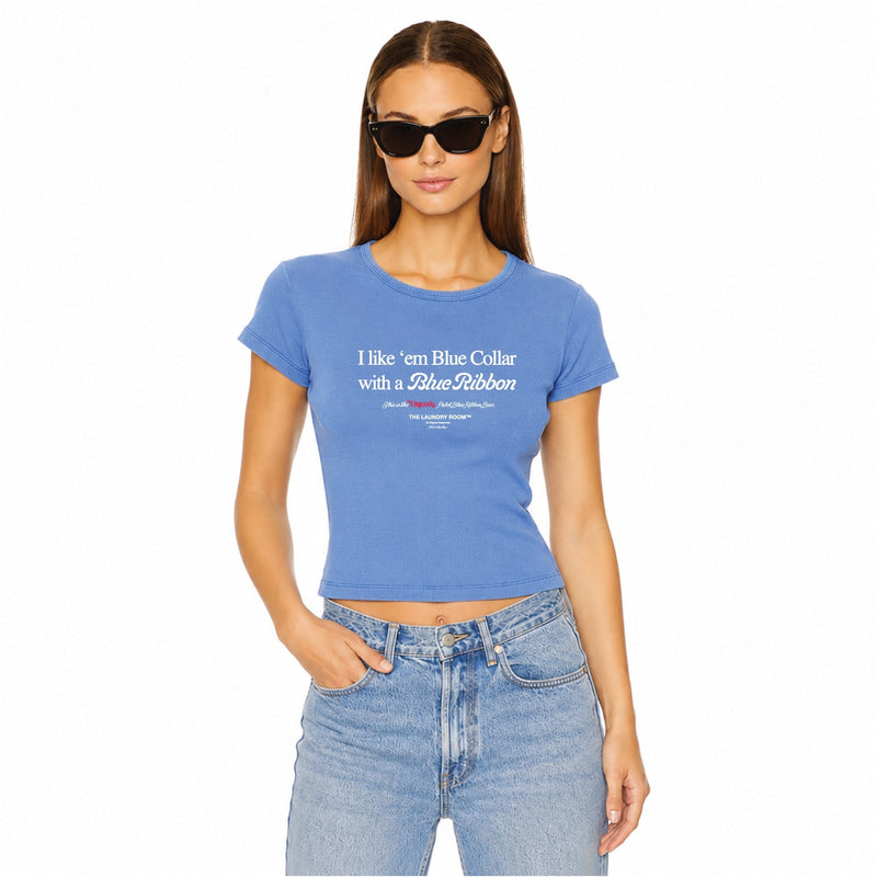 I like em Blue Collar - Baby Tee - Vintage Blue