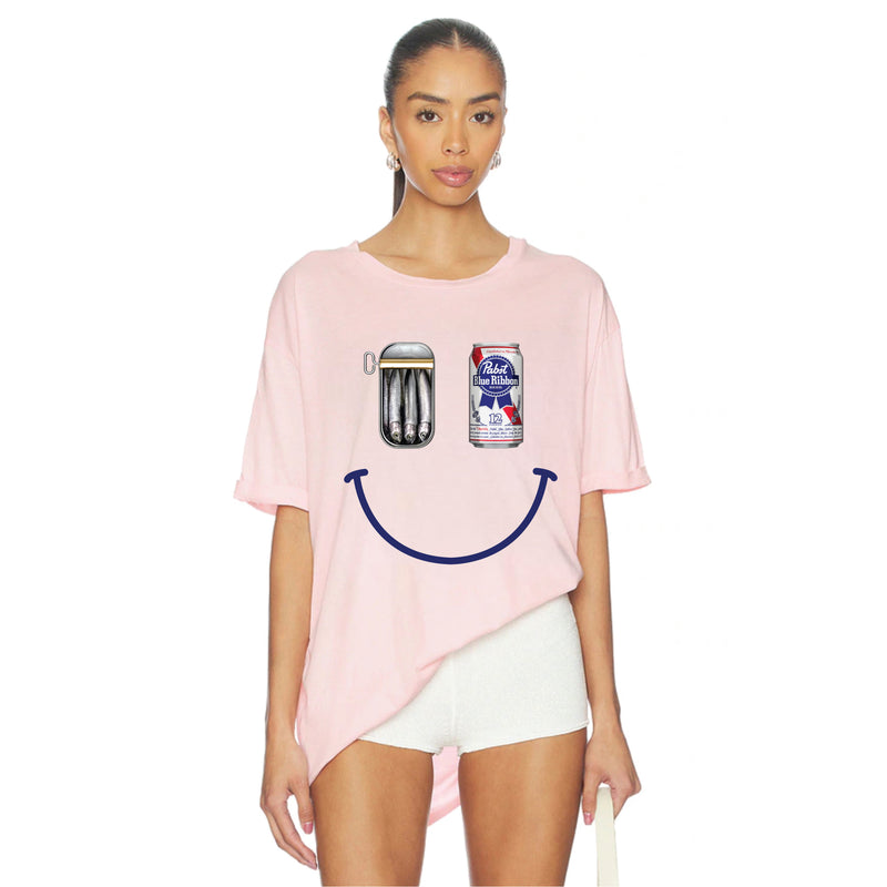 Sardines and PBR - Oversized Tee - Blush Pink