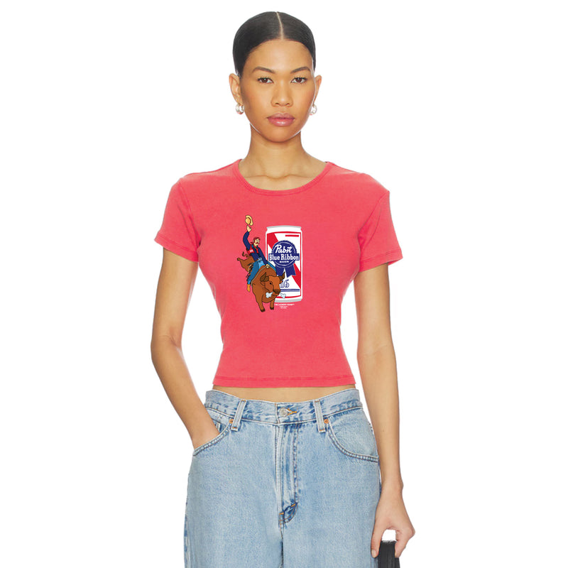 PBR Bull Rider - Baby Tee - Vintage Red
