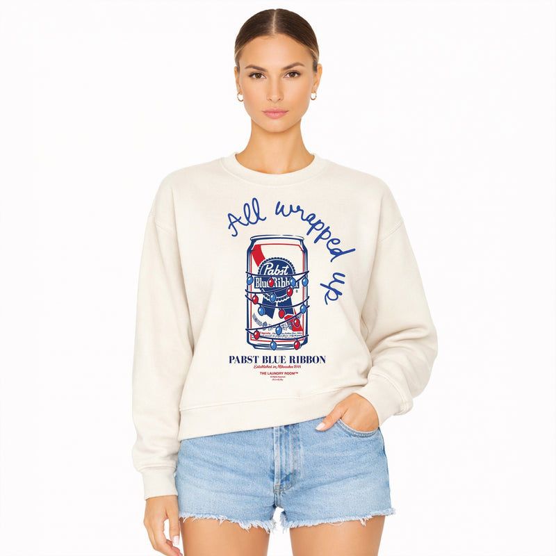 Blue Ribbon All Wrapped Up - Classic Crewneck Sweater - Bone - The Laundry Room