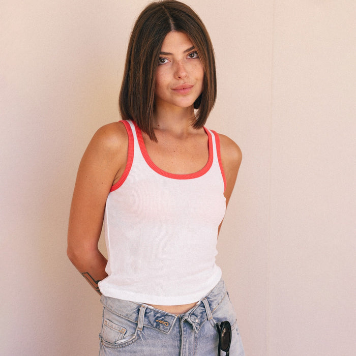 Essentials - Rib Tank - White & Red - The Laundry Room