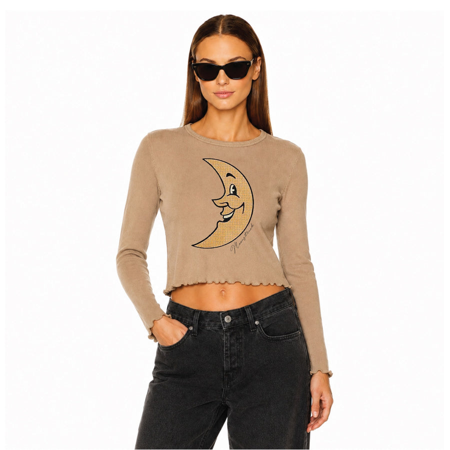 Moonstruck - Long Sleeve Ribbed Tee - Camel Gold