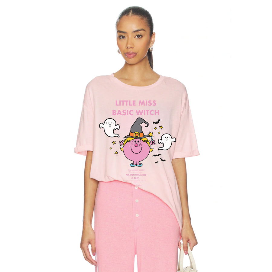 Little Miss Basic Witch Stamp - Oversized Tee - Blush Pink - The Laundry Room