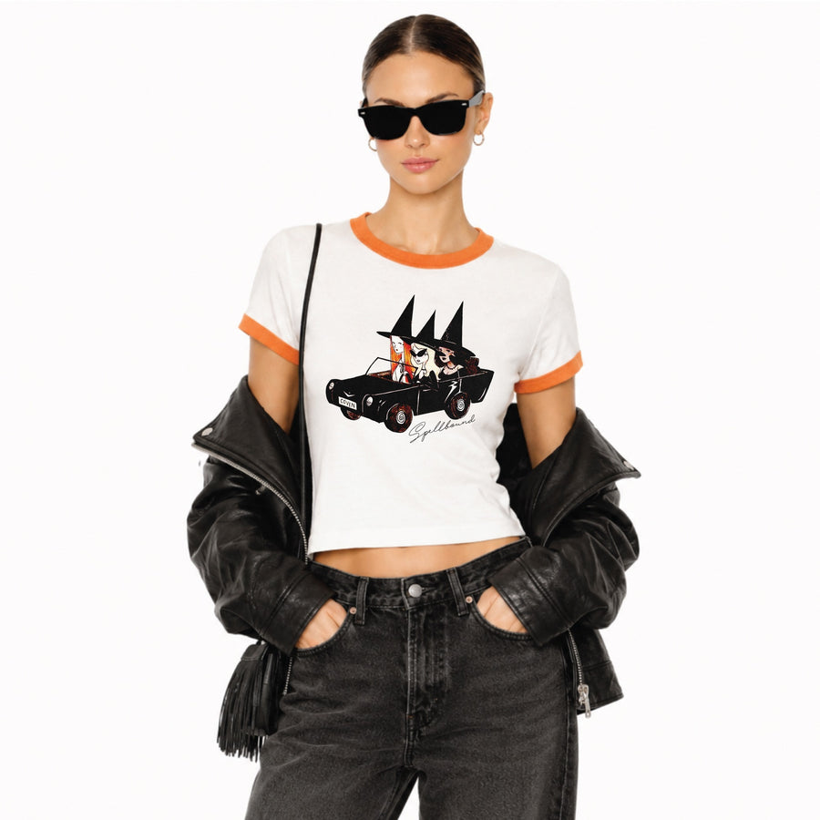 Spellbound - Perfect Ringer Tee - White & Orange