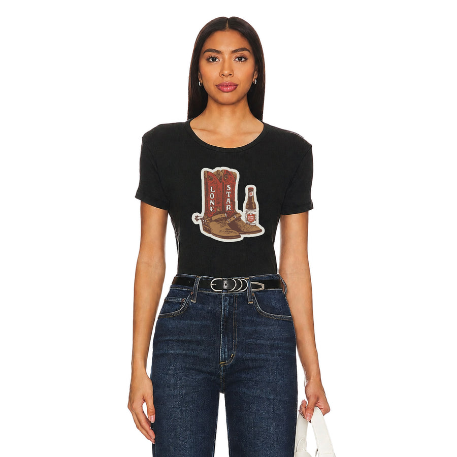 Lone Star Kickers - Baby Tee - Black Snow