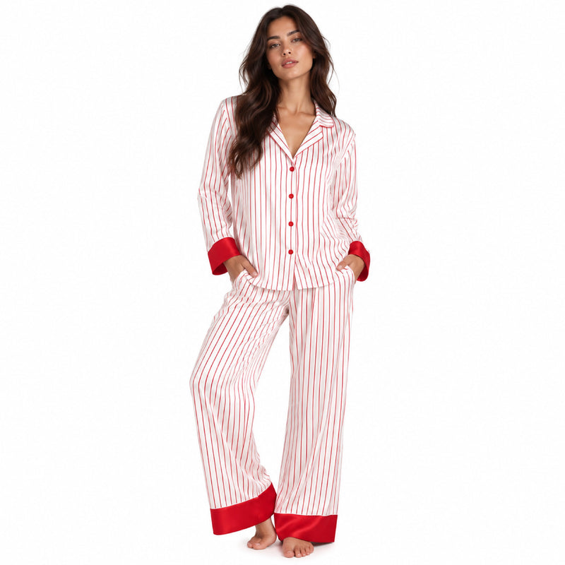 Red Stripe - Silky PJ Set - Red Stripe - The Laundry Room
