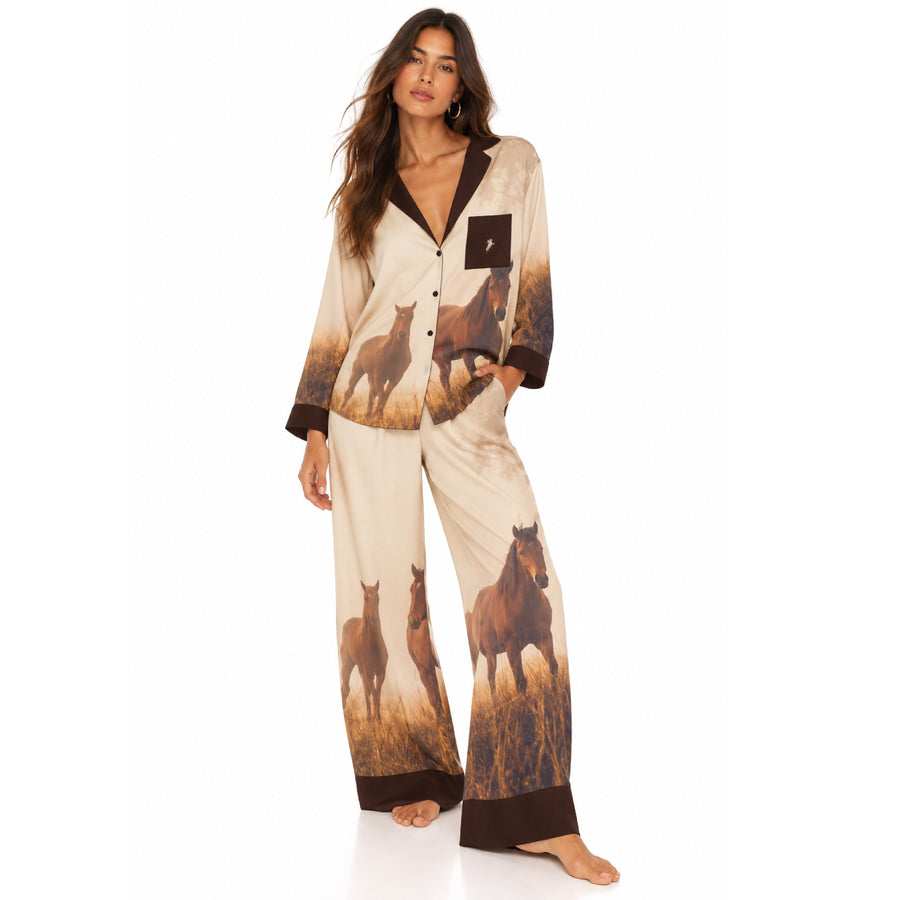 Ranch Life - Silky PJ Set - Brown
