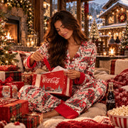 Happy Coca-Cola Holidays - Silky PJ Set - White & Red - The Laundry Room